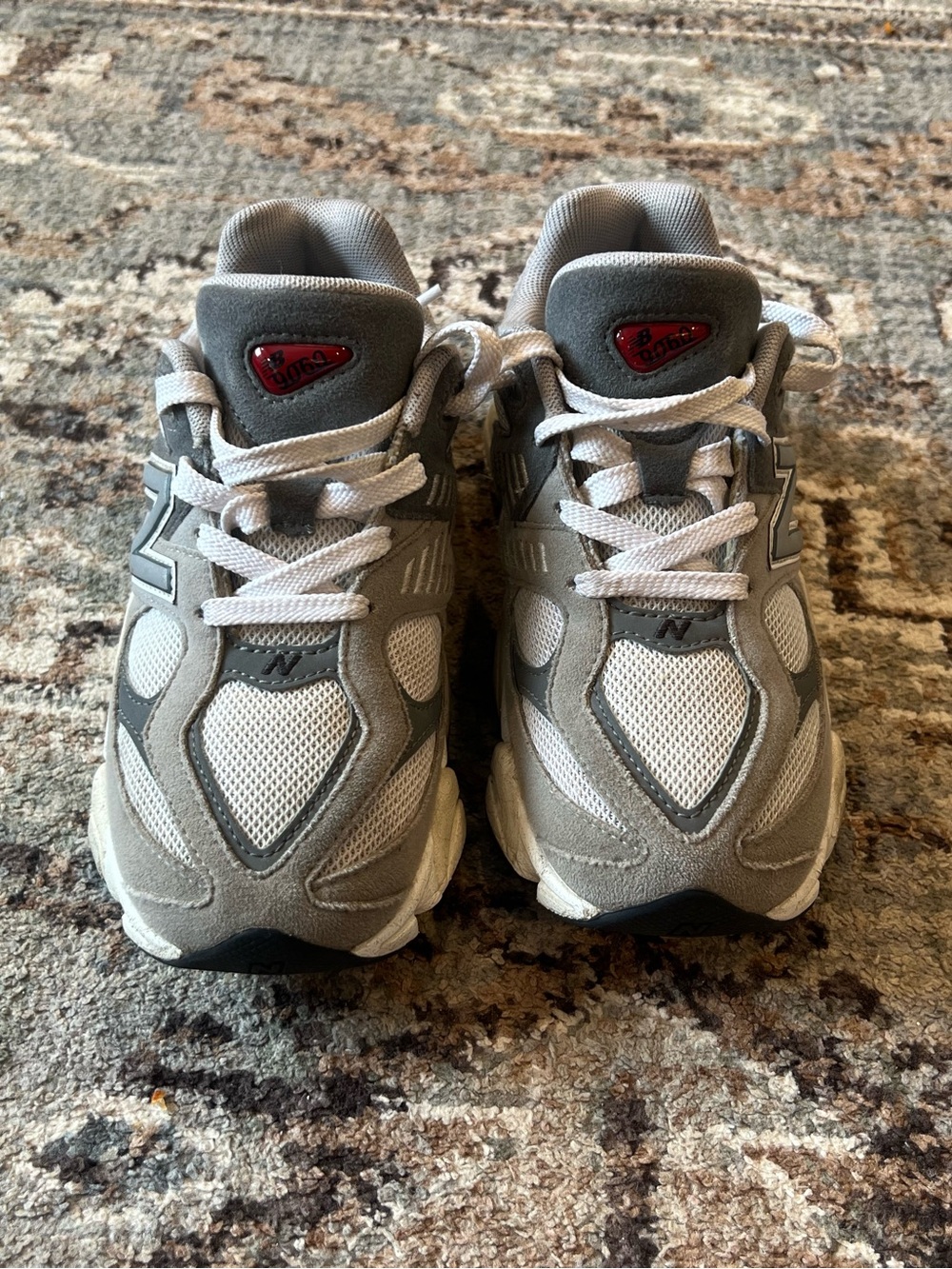 New Balance Kids Gray and White Lace-Up Sneakers